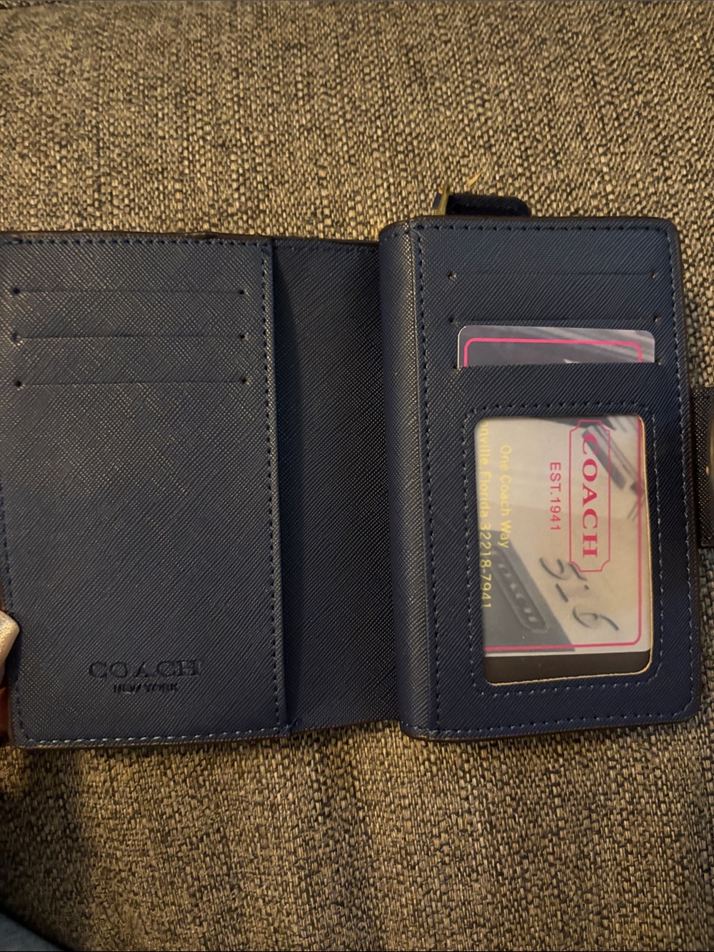Coach Navy Blue Cherry Print Wallet - Picture 2 of 4